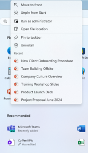 Jump Lists on the Start Menu