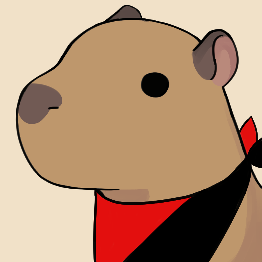 desenho ilustrativo de uma capivara usando a bandana anarcocomunista