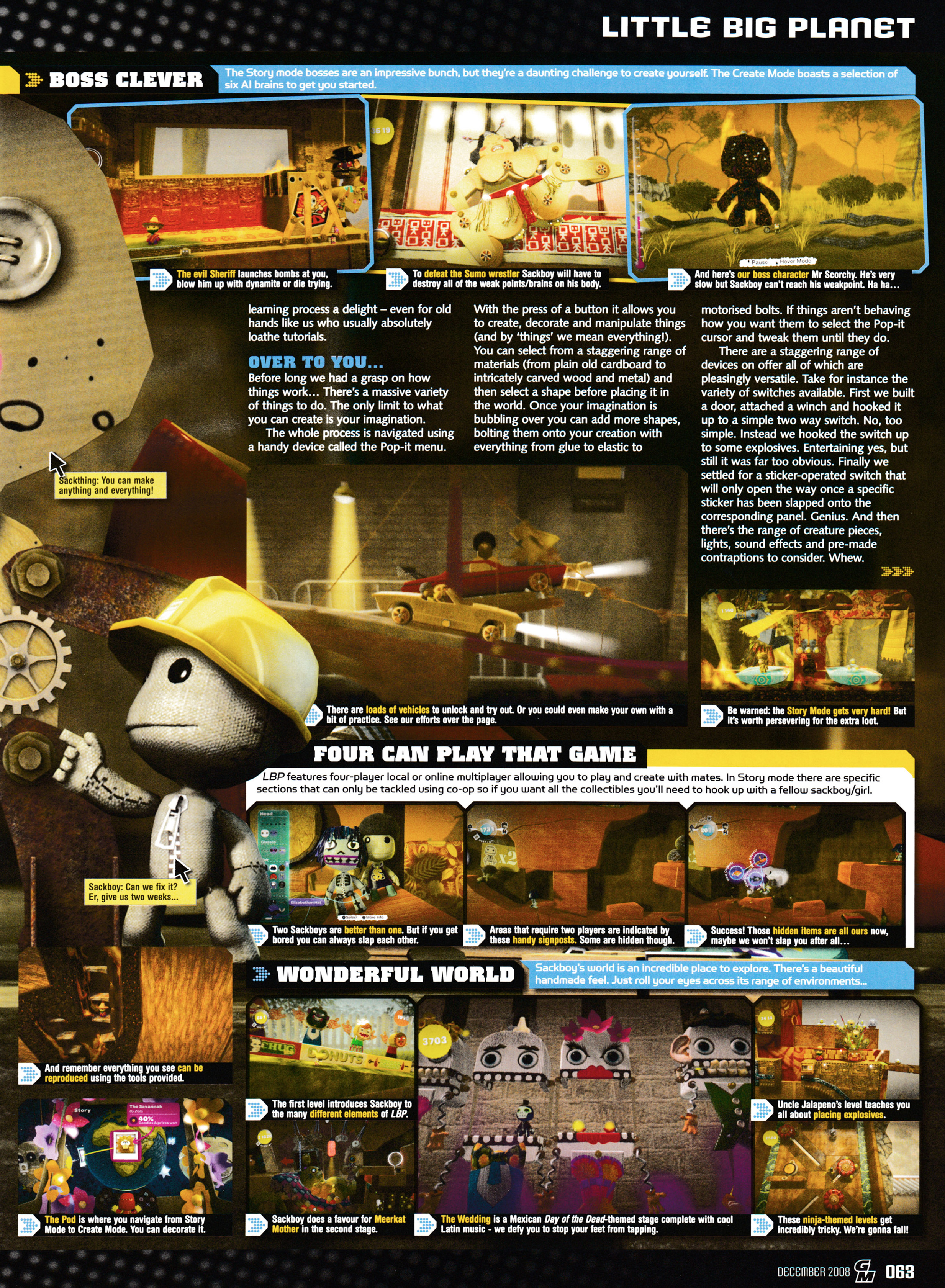 Review for LittleBigPlanet on PS3. Taken from GamesMaster 205 - December 2008 (UK)    score: 96%