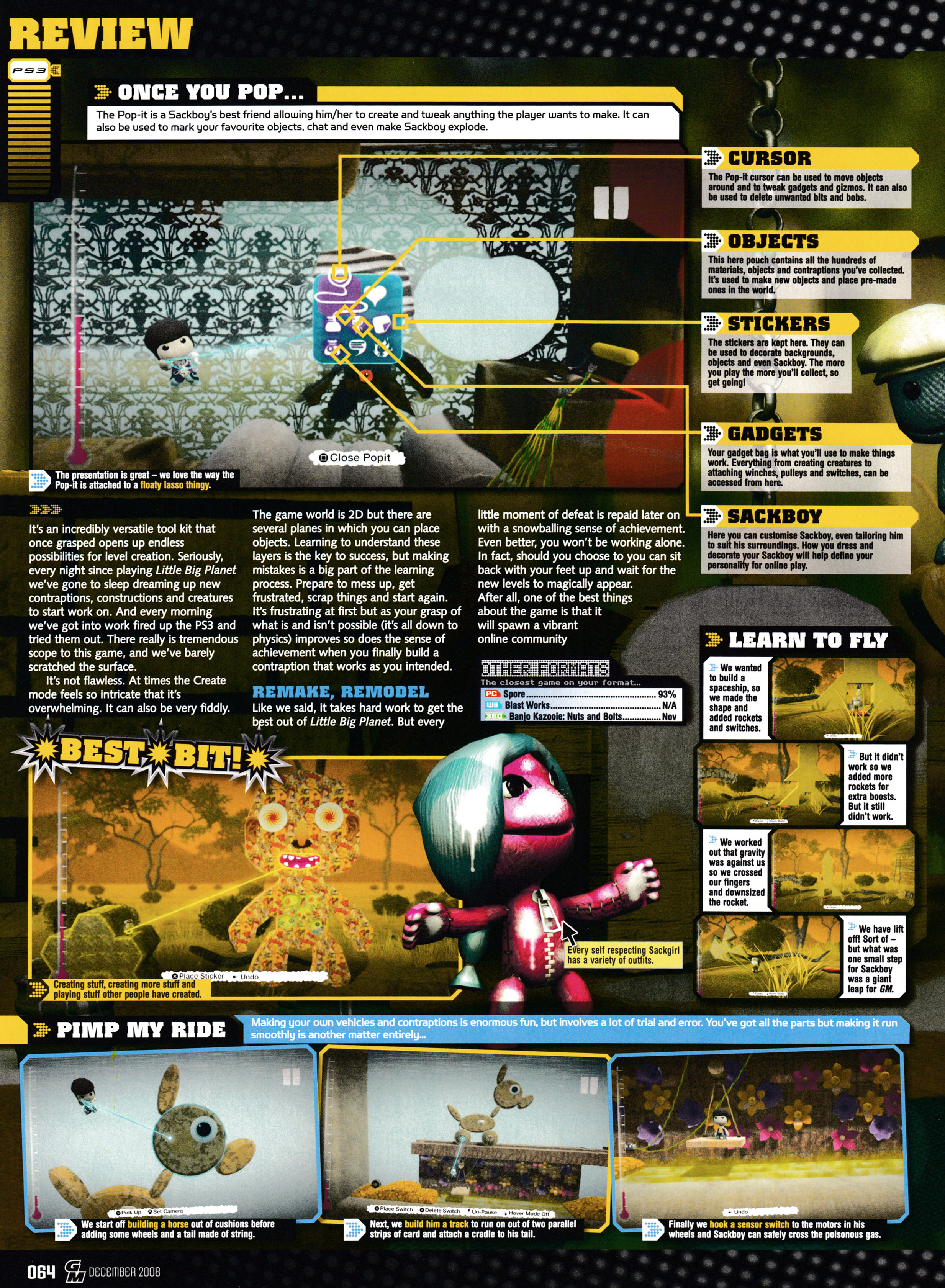 Review for LittleBigPlanet on PS3. Taken from GamesMaster 205 - December 2008 (UK)    score: 96%