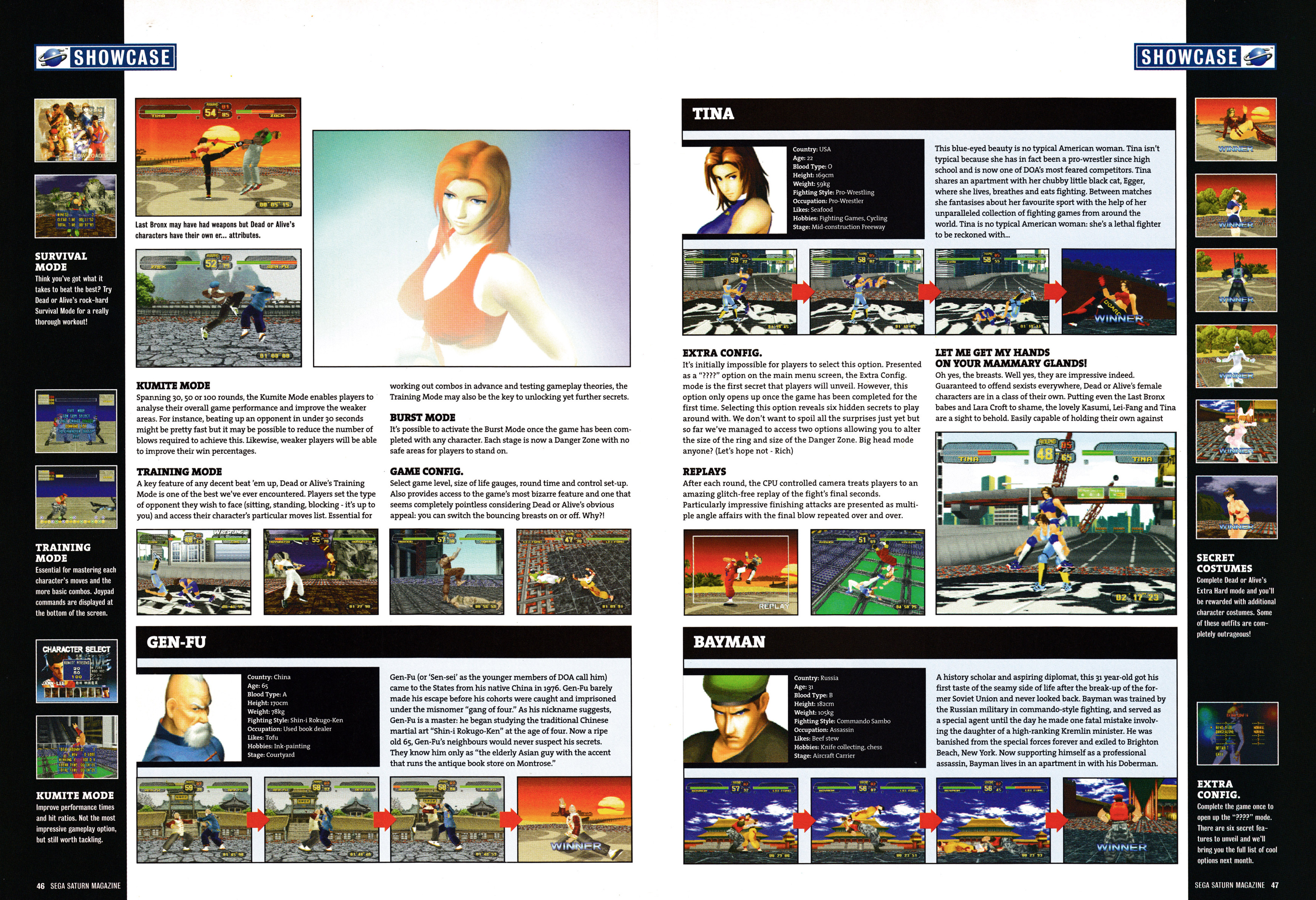 Massive feature on Dead or Alive for the Sega Saturn. Taken from Official Sega Saturn Magazine 26 - December 1997 (UK)