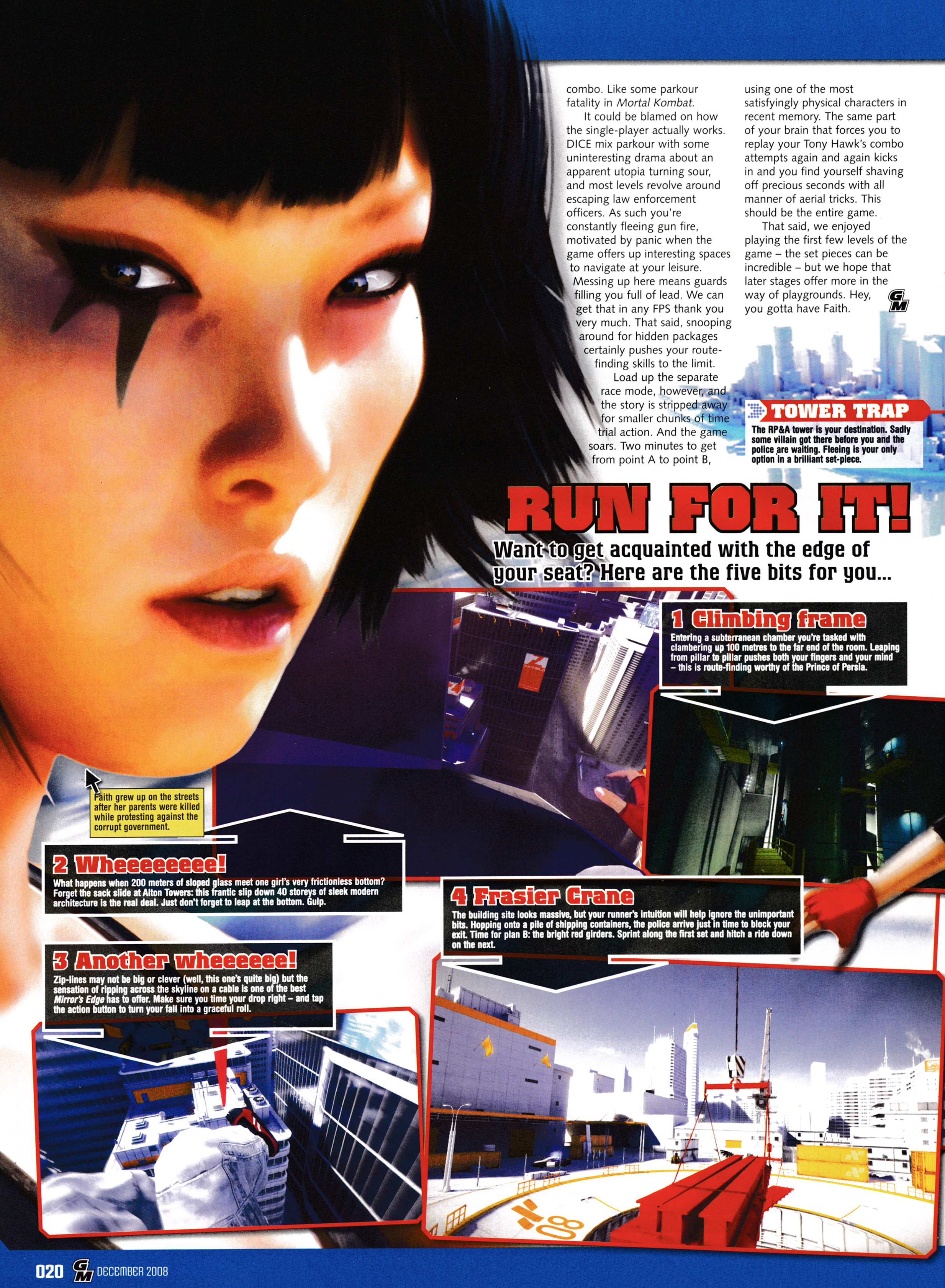 Preview for Mirror's Edge on PlayStation 3 and Xbox 360 from GamesMaster 205 - December 2008 (UK)