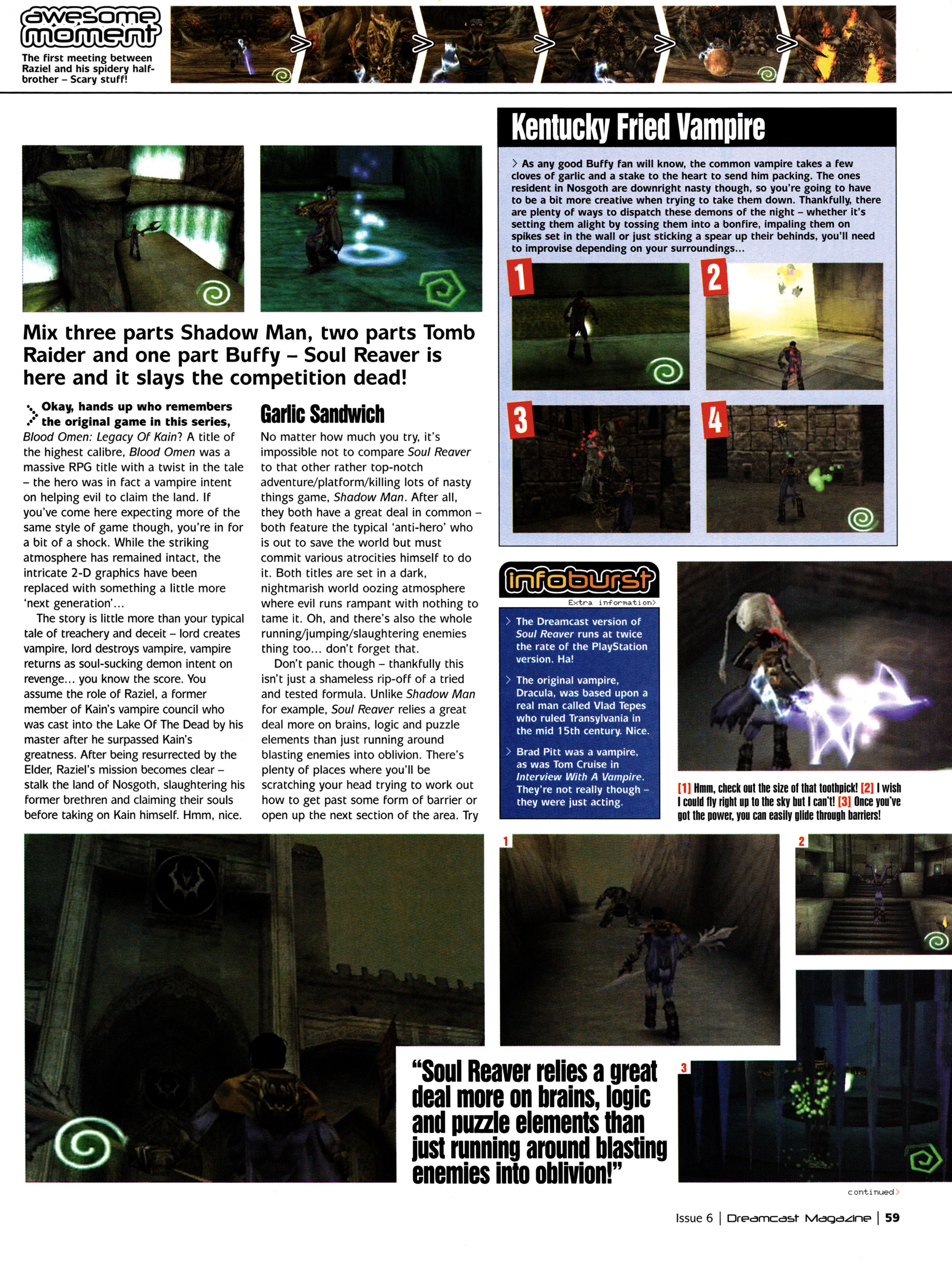 The review for Legacy of Rain: Soul Reaver on Dreamcast from Dreamcast Magazine 6 - February 2000 (UK)  score: 90%