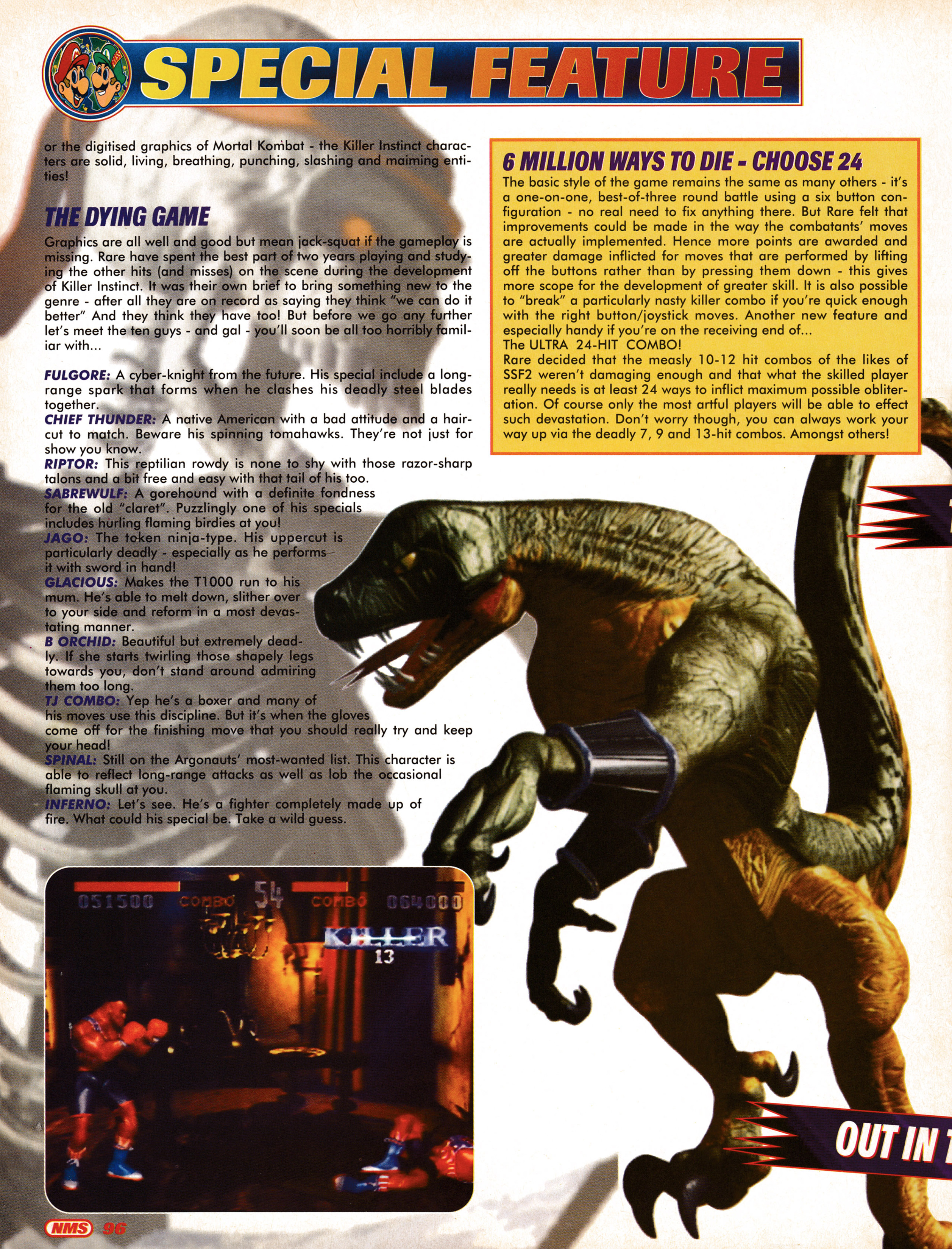 Feature for Killer Instinct in the Arcade. Taken from Nintendo Magazine System 27 - December 1994 (UK)