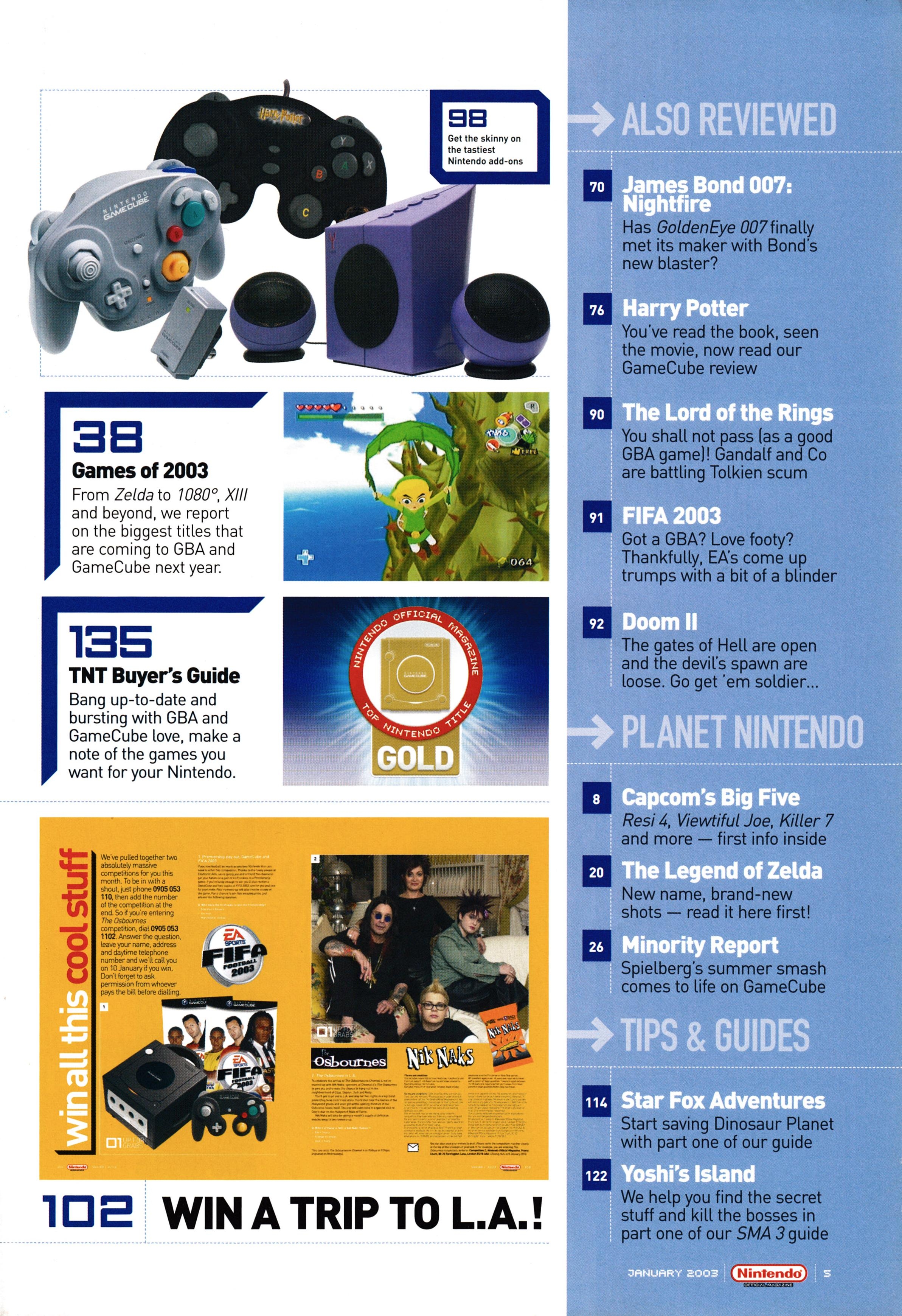 And the contents pages for Nintendo Official Magazine 124 - January 2003 (UK)