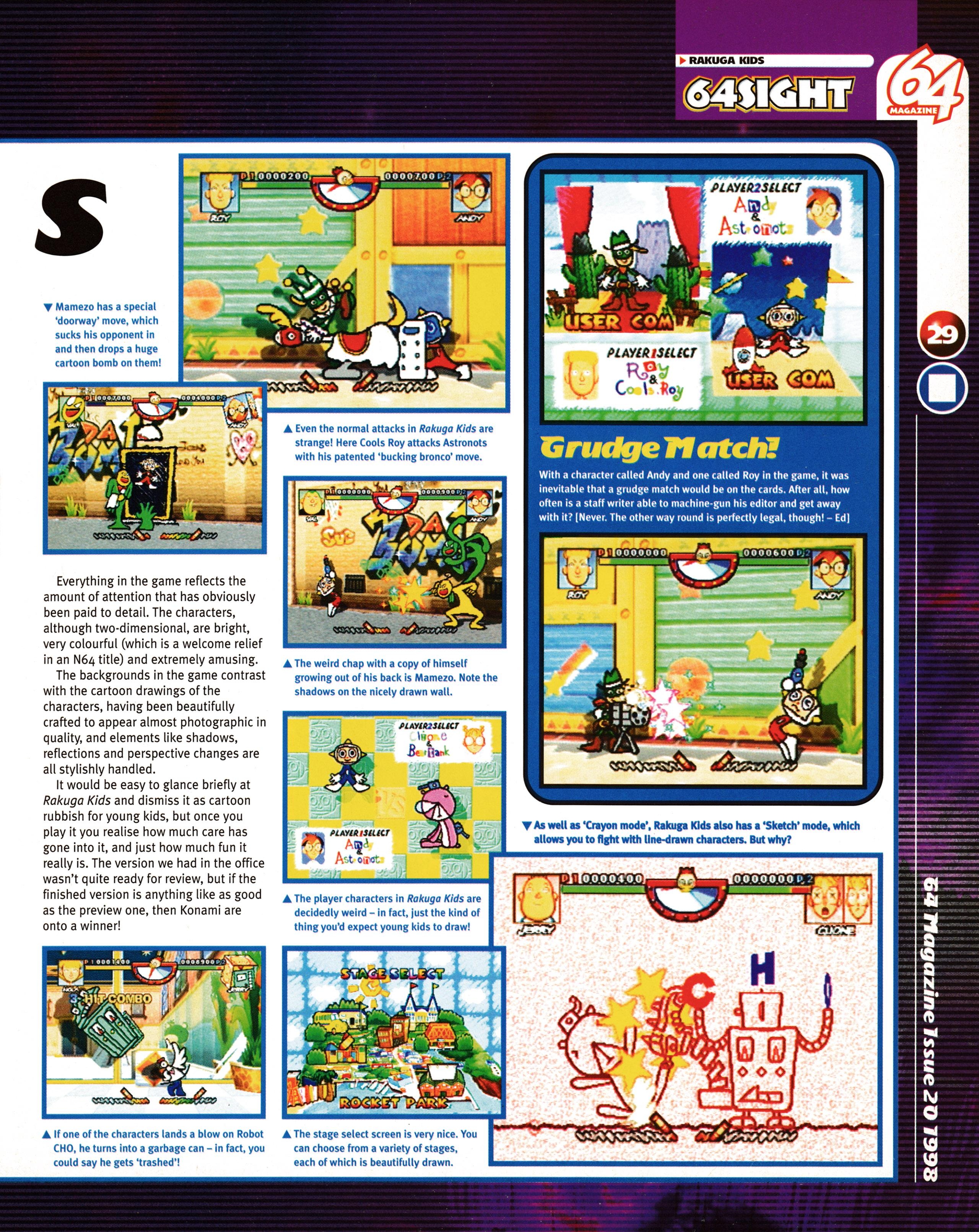 Preview for Rakuga Kids on Nintendo 64 from 64 Magazine 20 - December 1998 (UK)