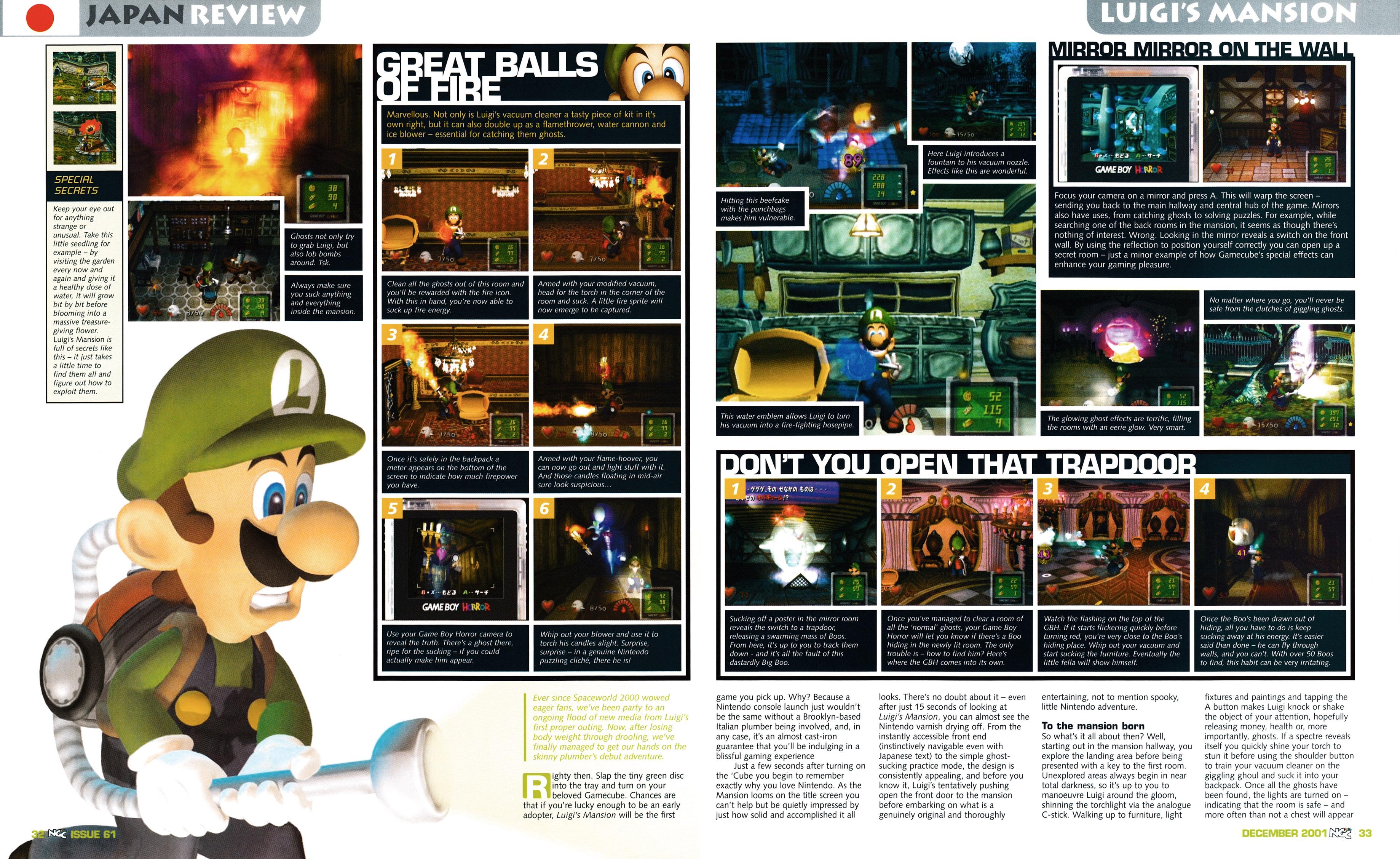 Review for Luigi's Mansion on GameCube  from NGC Magazine 61 - December 2001 (UK)  score: 90%