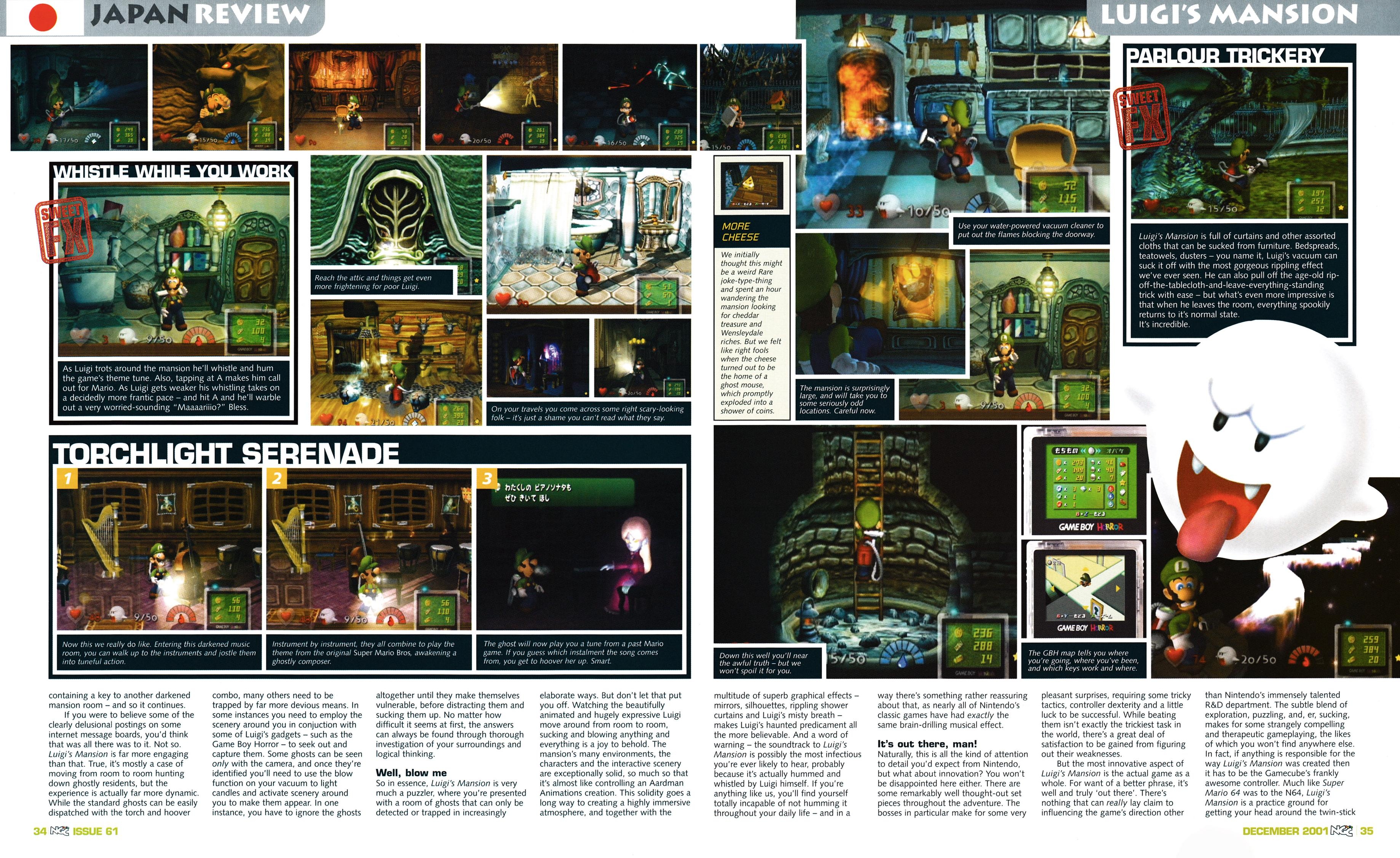 Review for Luigi's Mansion on GameCube  from NGC Magazine 61 - December 2001 (UK)  score: 90%