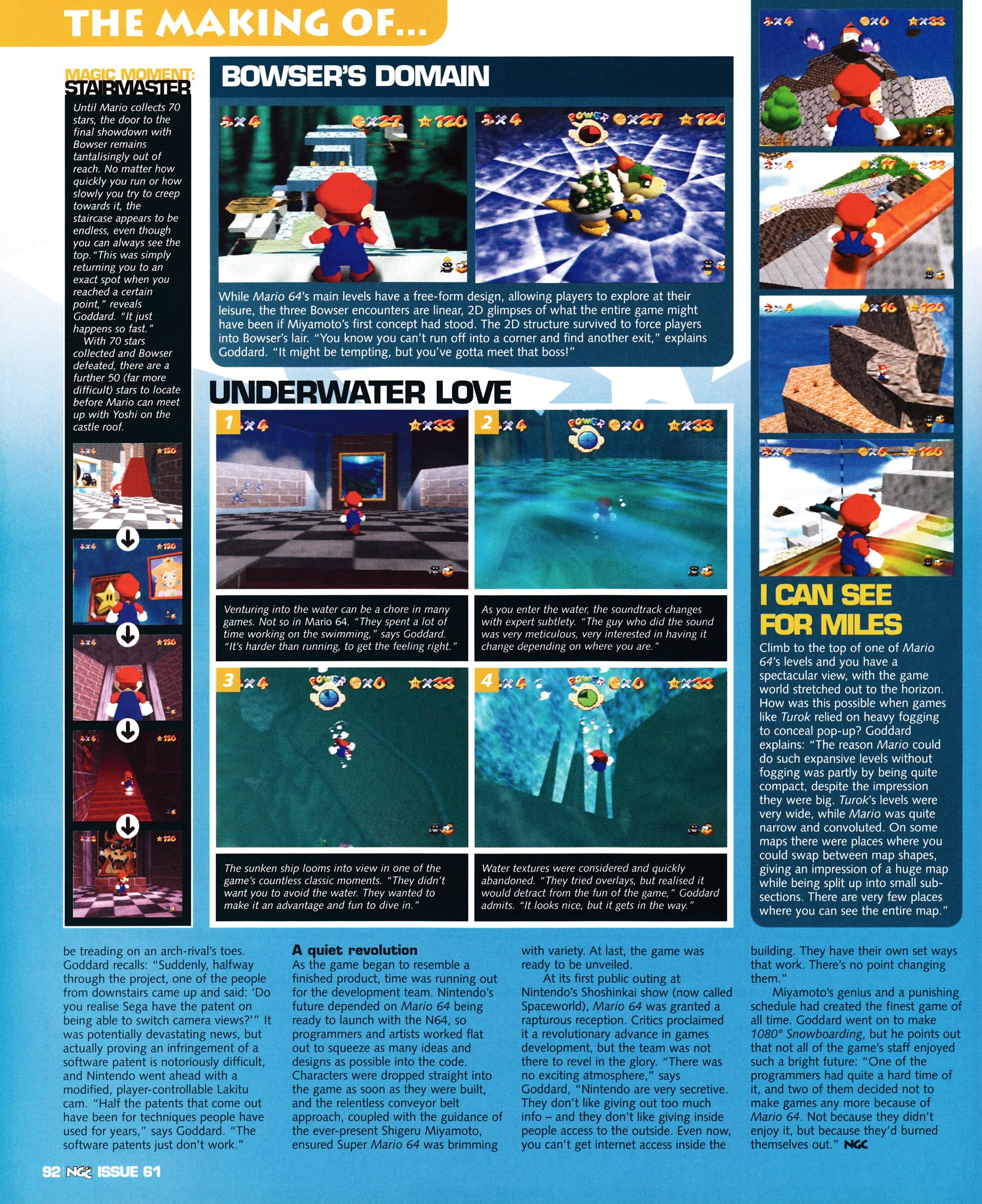 Feature titled: The Making of... Super Mario 64 on Nintendo 64. Taken from NGC Magazine 61 - December 2001 (UK) 