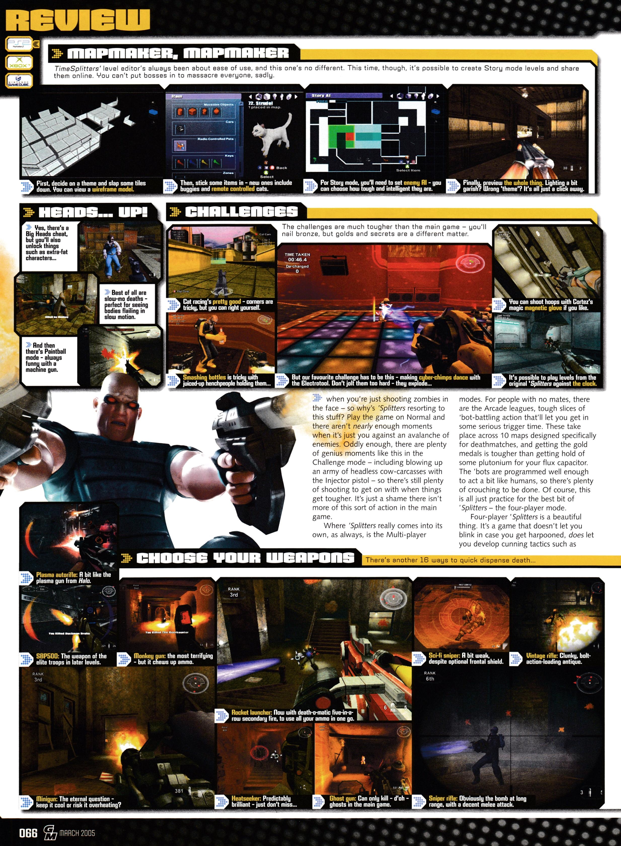 Review for TimeSplitters Future Perfect on GameCube, PlayStation 2 and Xbox from GamesMaster 157 - March 2005 (UK)  score: 88%