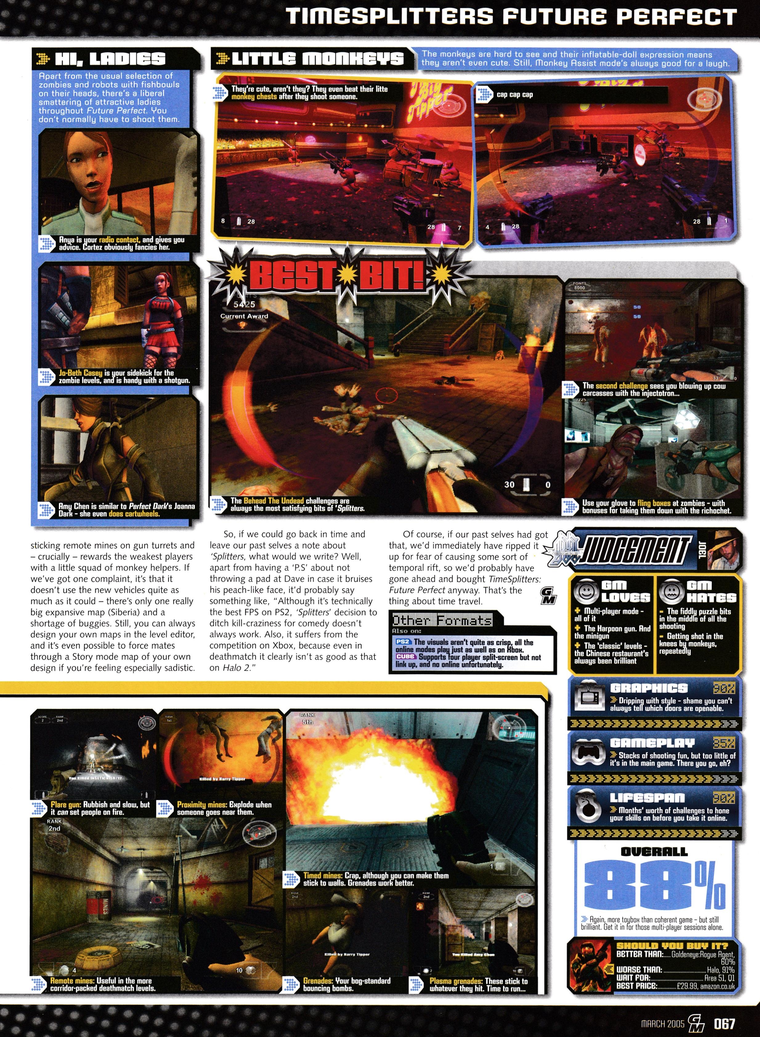 Review for TimeSplitters Future Perfect on GameCube, PlayStation 2 and Xbox from GamesMaster 157 - March 2005 (UK)  score: 88%