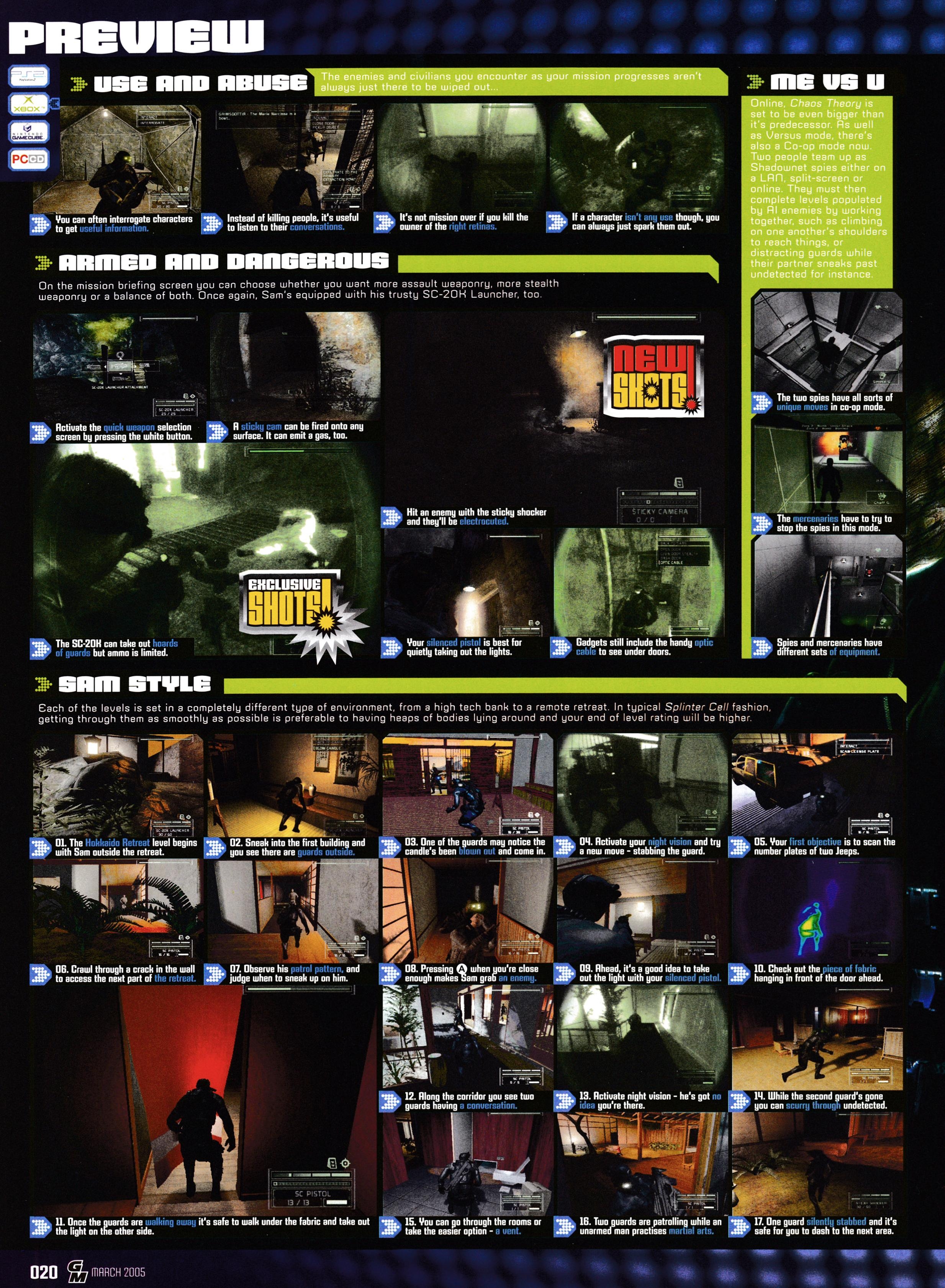 Preview for Splinter Call Chaos Theory on GameCube, PlayStation 2 and Xbox from GamesMaster 157 - March 2005 (UK) 