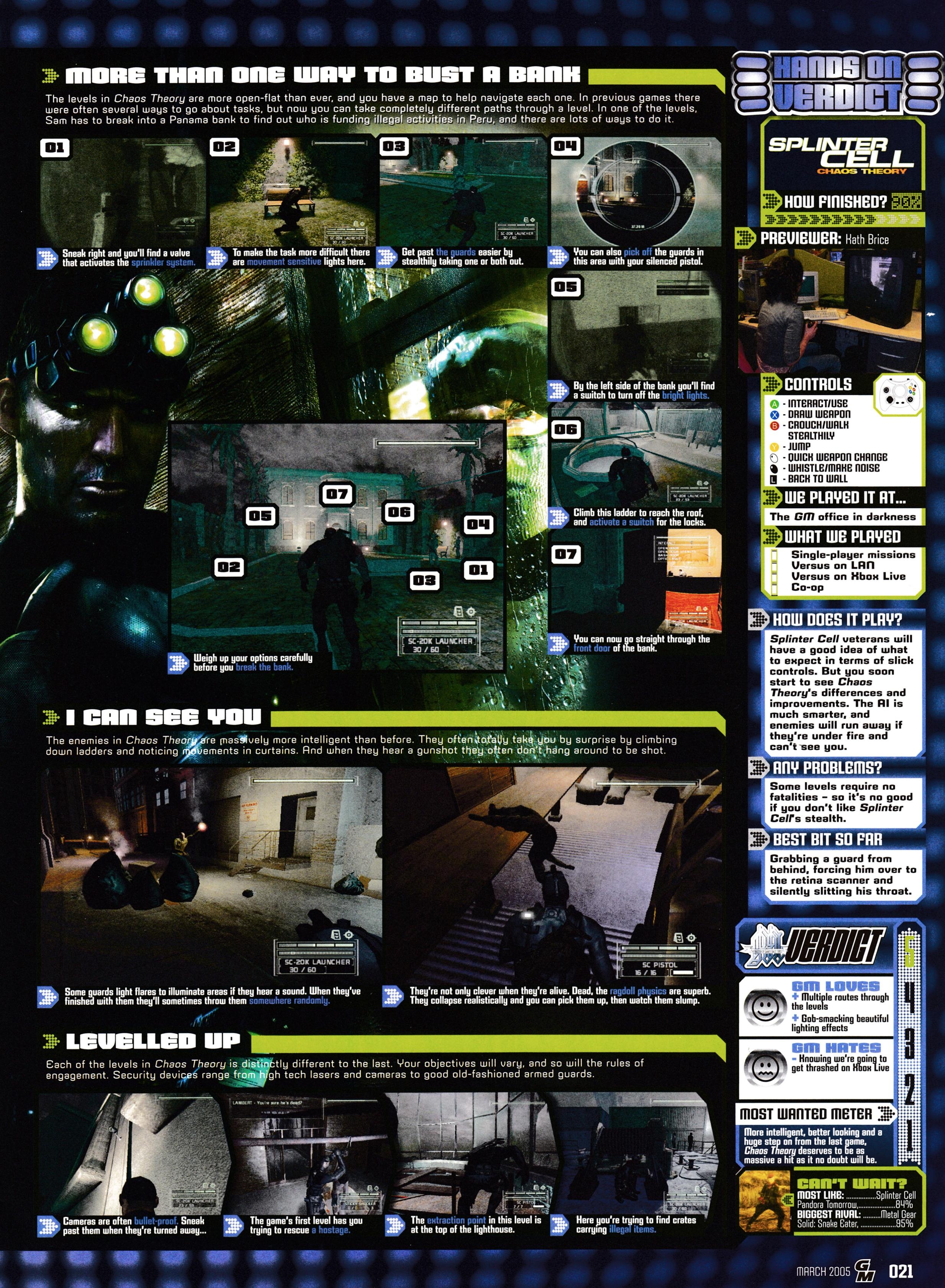 Preview for Splinter Call Chaos Theory on GameCube, PlayStation 2 and Xbox from GamesMaster 157 - March 2005 (UK) 