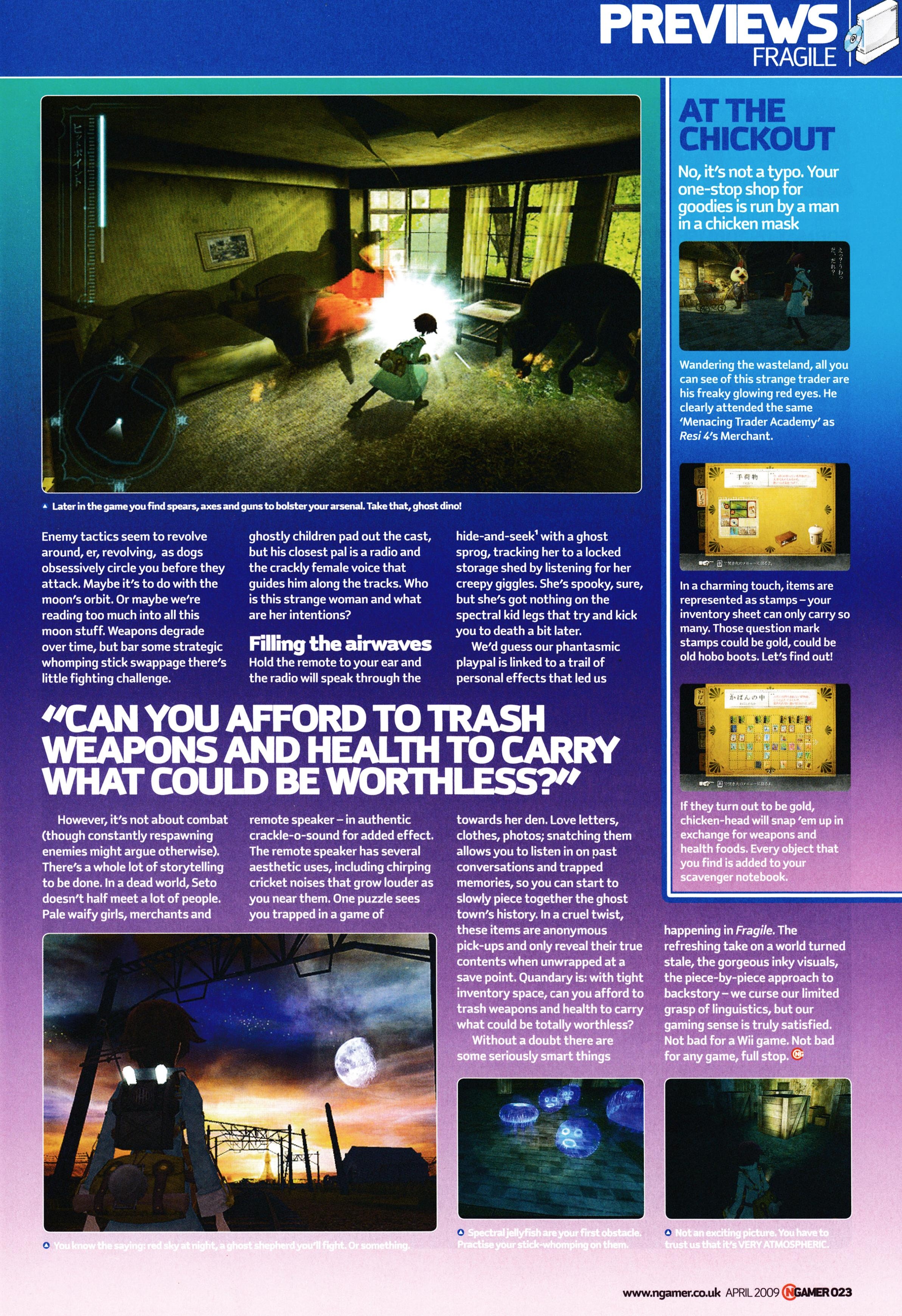 Preview for Fragile Dreams on Wii from NGamer 34 - April 2009 (UK)