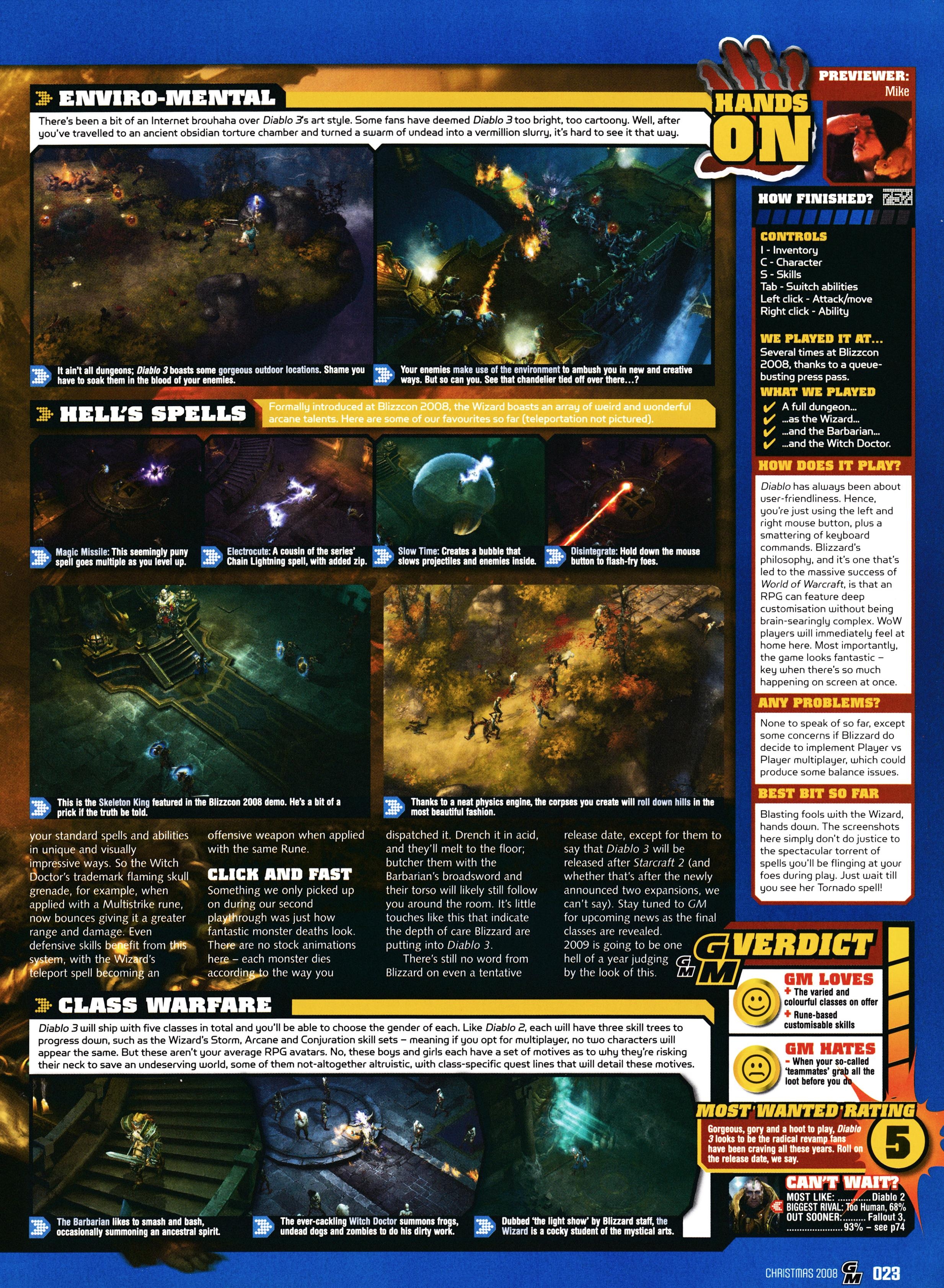 Preview for Diablo III on PC. Taken from GamesMaster 206 - Christmas 2008 (UK) 