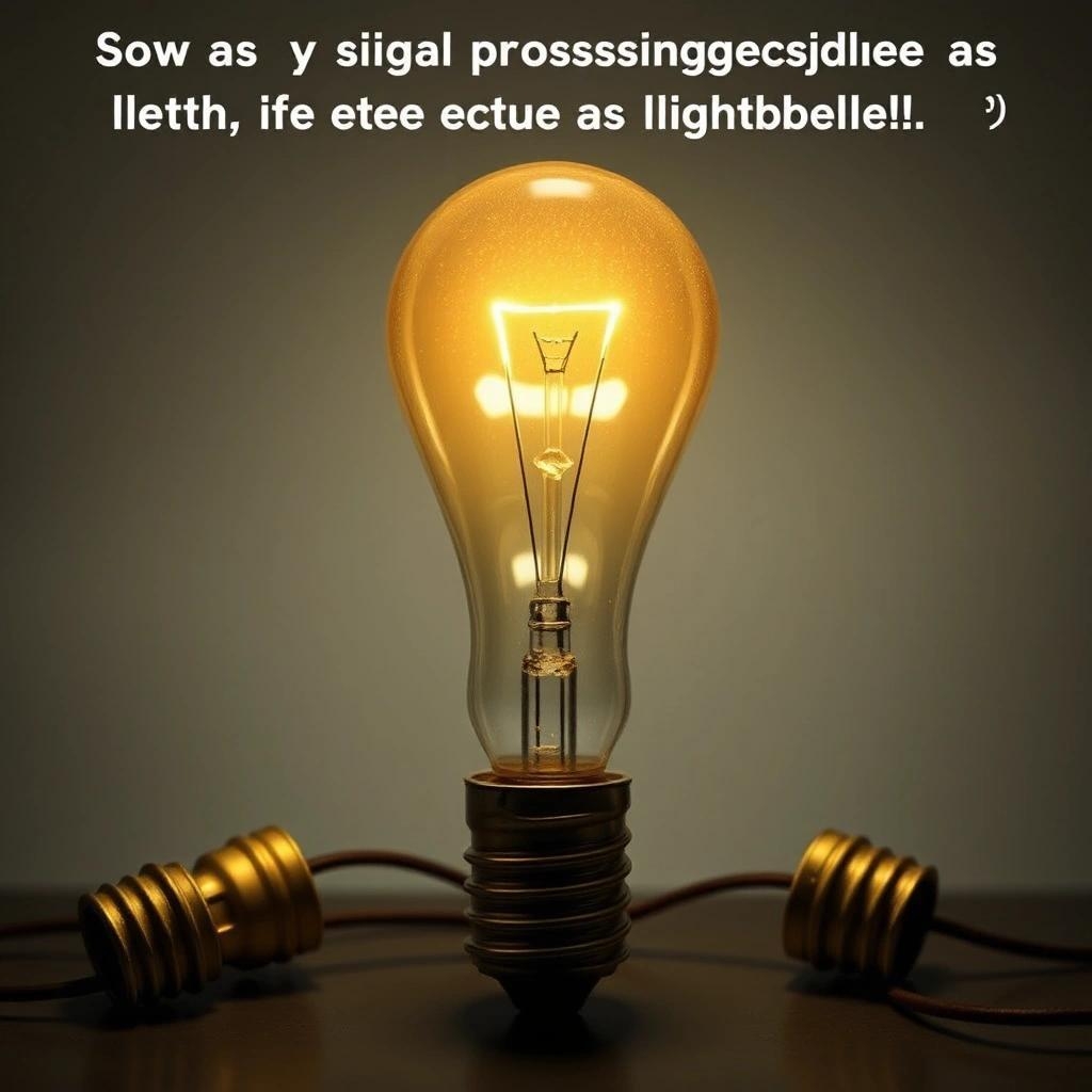 Image with seed 1086298959 generated via Stable Diffusion through @stablehorde@sigmoid.social. Prompt: Q: How many signal processing engineers does it take to change a lightbulb ? A: Three. One to Fourier transform the lightbulb, one to apply a complex exponential rotational shifting operator, and one to inverse transform the removed lightbulb.#Surrealism , whimsical, #elektrodada , silly, cute