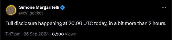 "disclosure is happening at 20:00 utc"