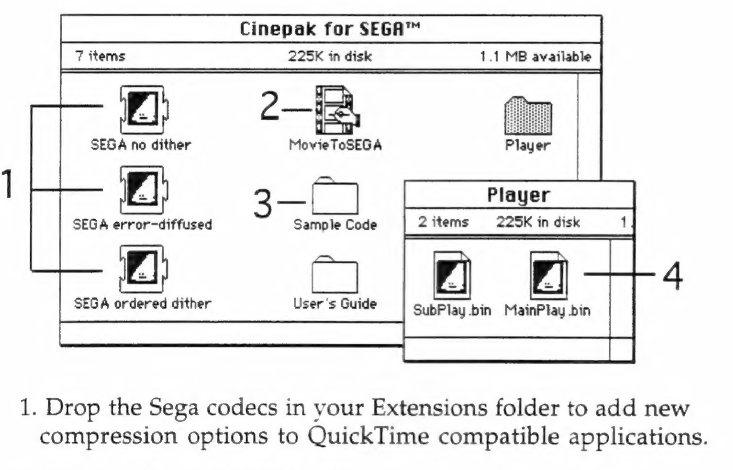 Extensions for Cinepak for Sega-CD that allow for error diffusion, no-dither and ordered-dither.