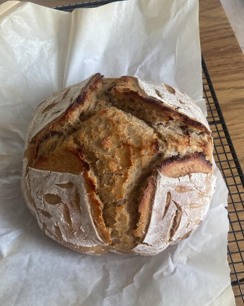 Sourdough bread baked fresh in the morning 