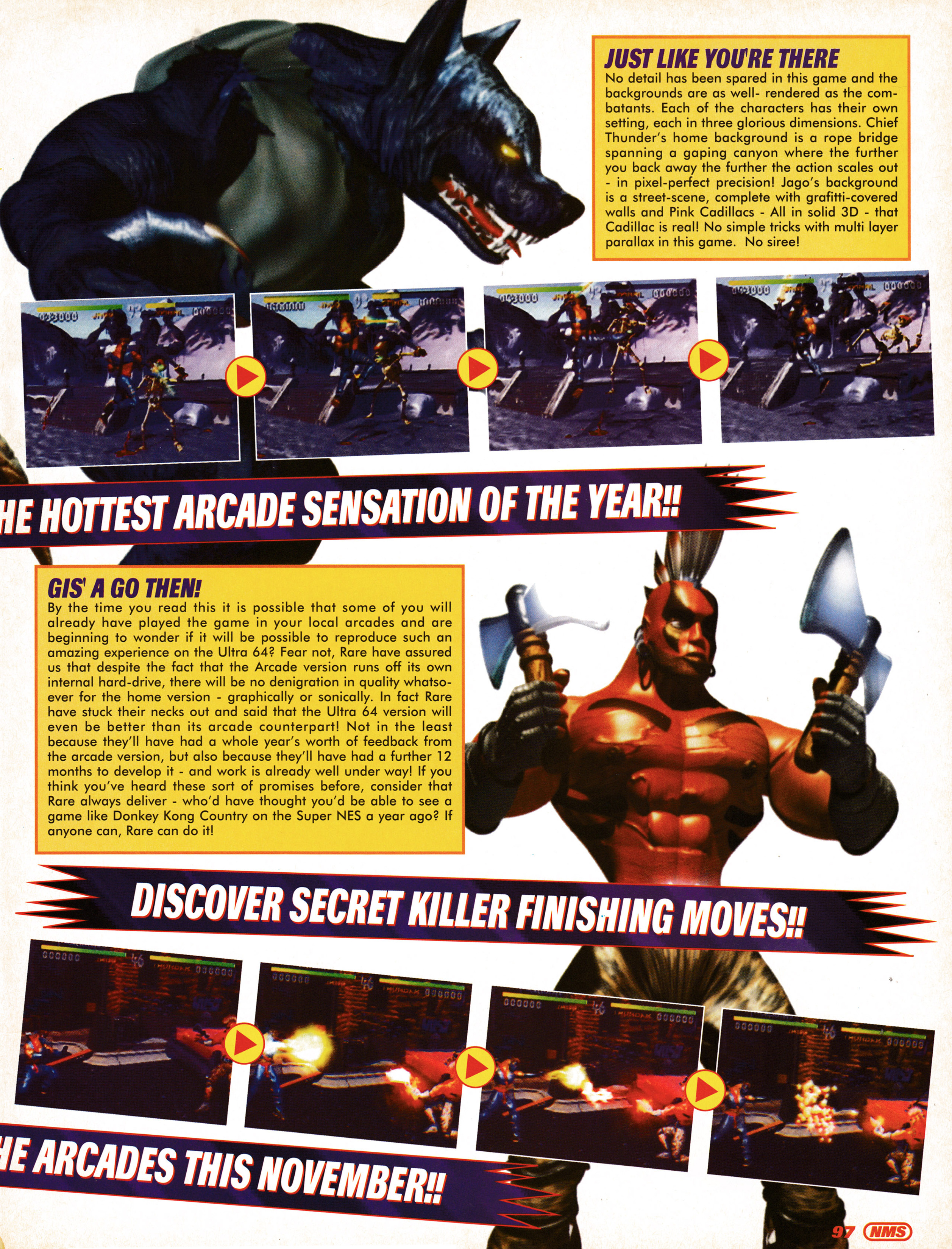 Feature for Killer Instinct in the Arcade.
Taken from Nintendo Magazine System 27 - December 1994 (UK)