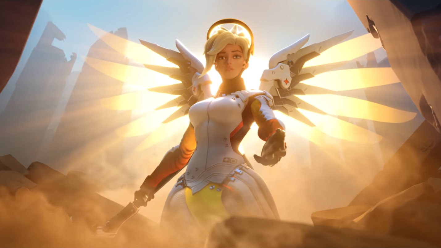 Mercy, form Overwatch, offering a hand