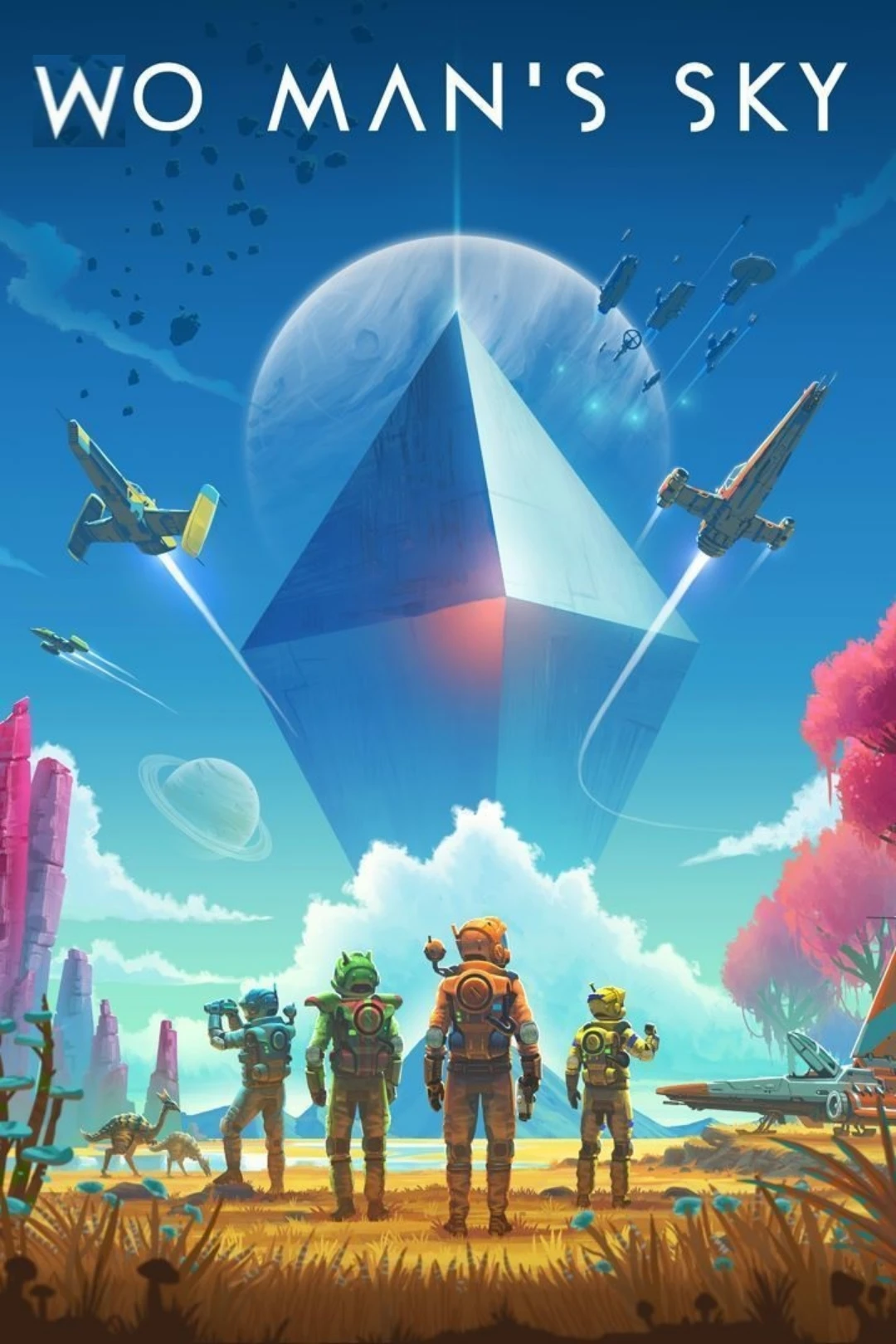 No Man's Sky (videogame) banner but the M is copied, flipped to look like a W, and pasted over the N, so it now says Wo Man's Sky