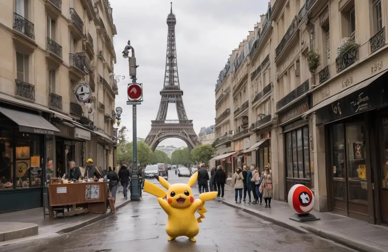 Image with seed 2756399975 generated via AI Horde through @aihorde@lemmy.dbzer0.com. Prompt: A souvenir postcard, a scene set in the street of  paris, the eiffel tower in the background, several surveillance cameras are on the walls, the subject is one surprized pikachu wearing a Nazi uniform ###, lowres, cropped, cgi, pixelated, padding, border