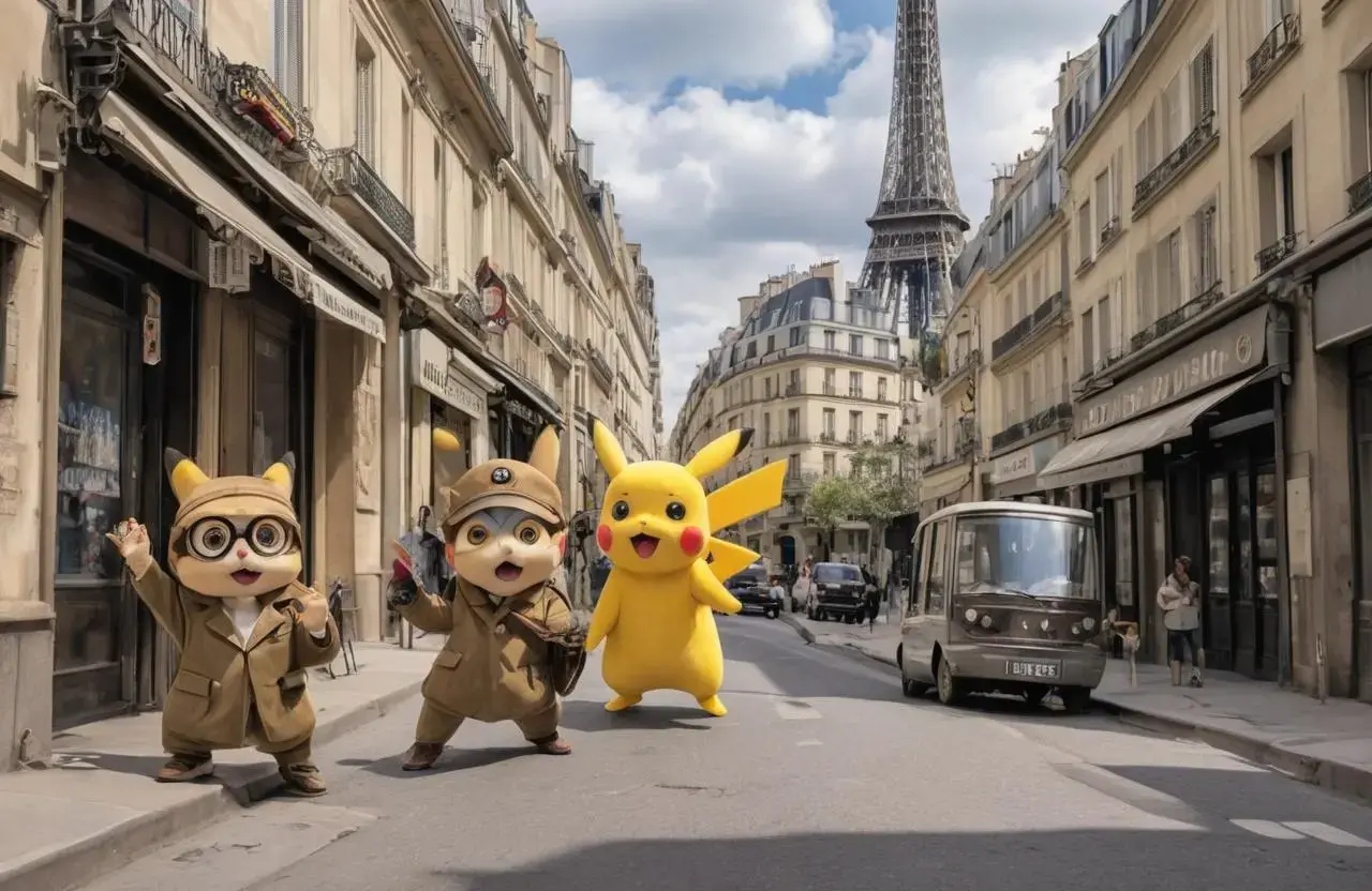 Image with seed 2756399975 generated via AI Horde through @aihorde@lemmy.dbzer0.com. Prompt: A souvenir postcard, a scene set in the street of  paris, the eiffel tower in the background, several surveillance cameras are on the walls, the subject is one surprized pikachu wearing a Nazi uniform ###, lowres, cropped, cgi, pixelated, padding, border