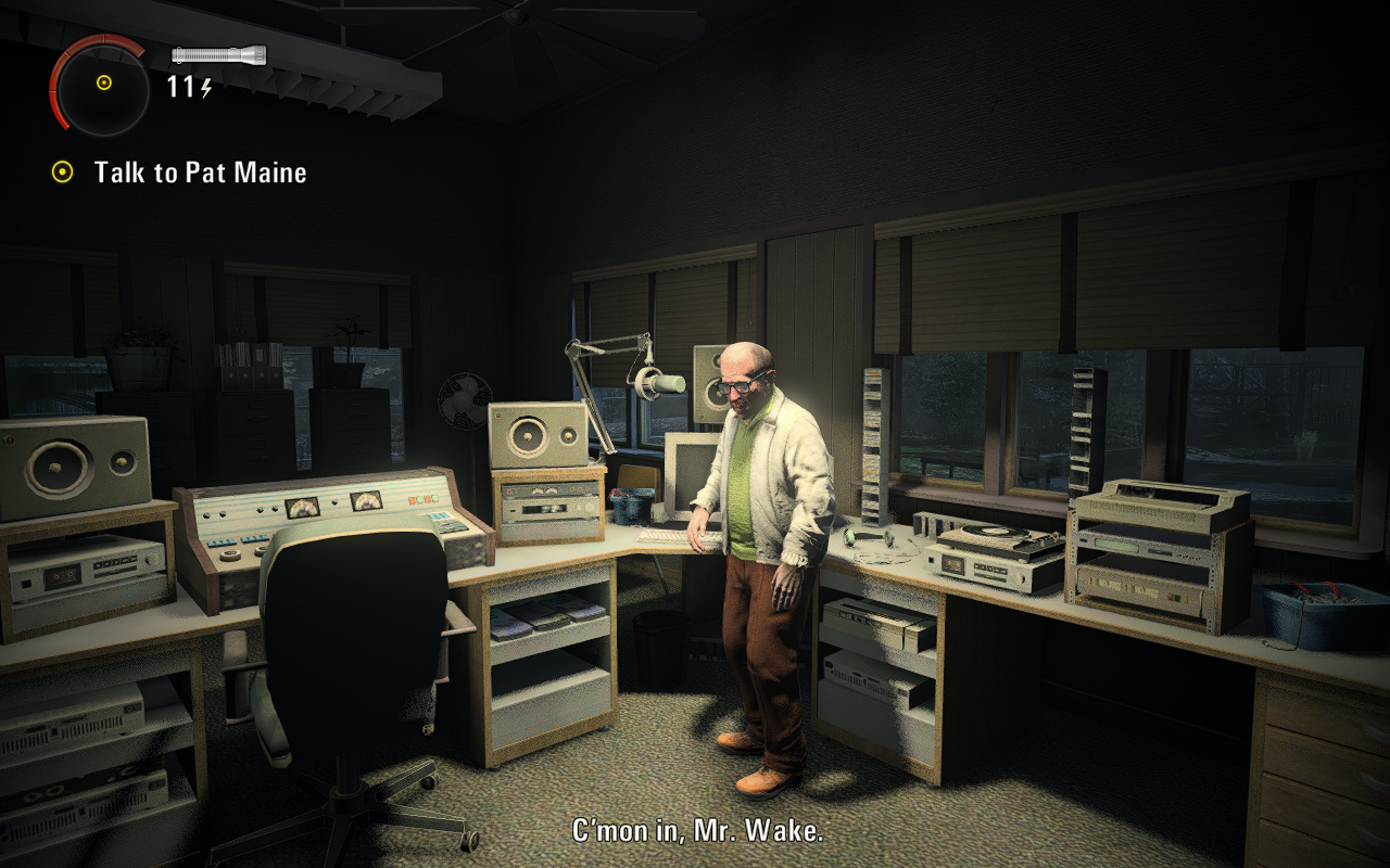 A man standing in a radio room