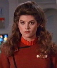 Kirstie Alley as The Vulcan Saavik in Star Trek II: The Wrath of Khan.