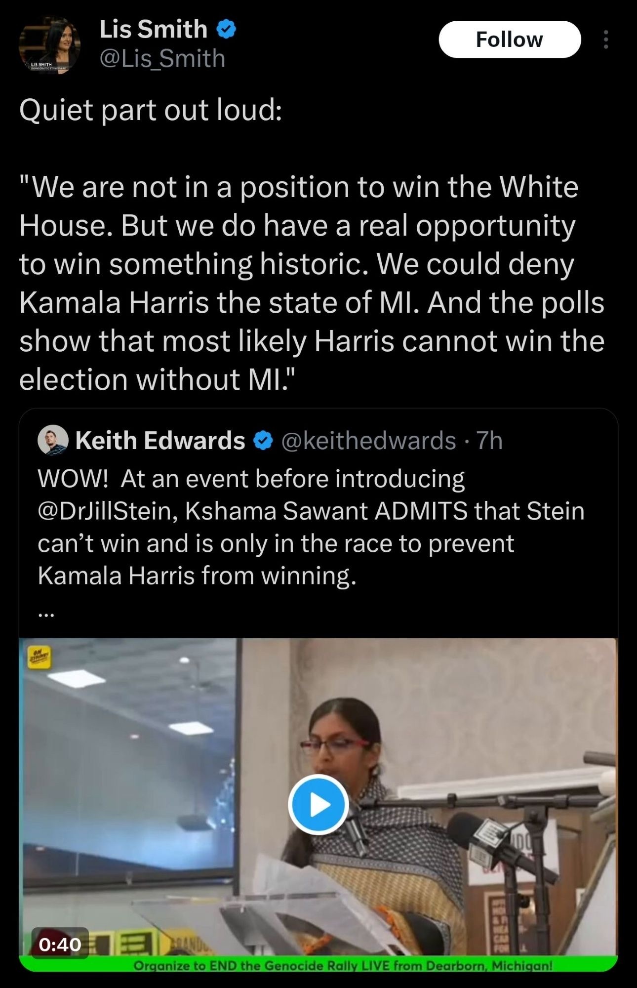 a Stein surrogate acknowledges publicly that their only goal is a Harris loss