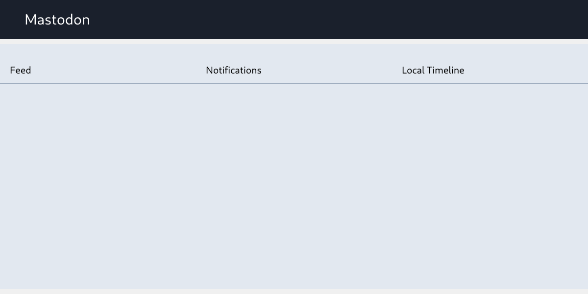 drawing of Mastodon's UI, not accurate at all, but includes 3 panels and different timelines