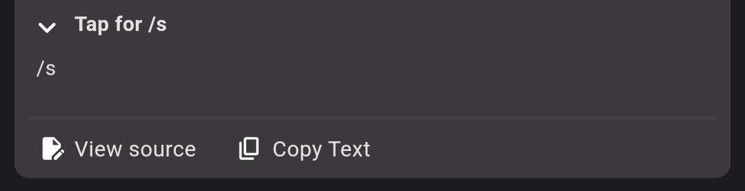 Screenshot of "Tap for /s" spoiler box