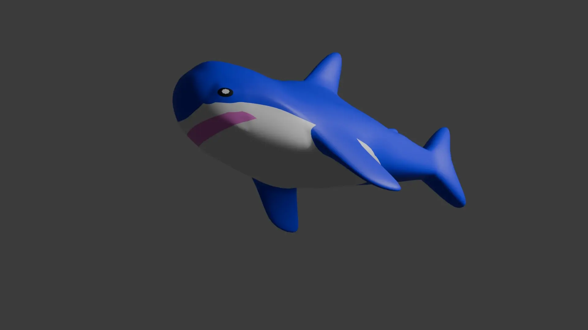 Render of blahaj the shark, it has no fur