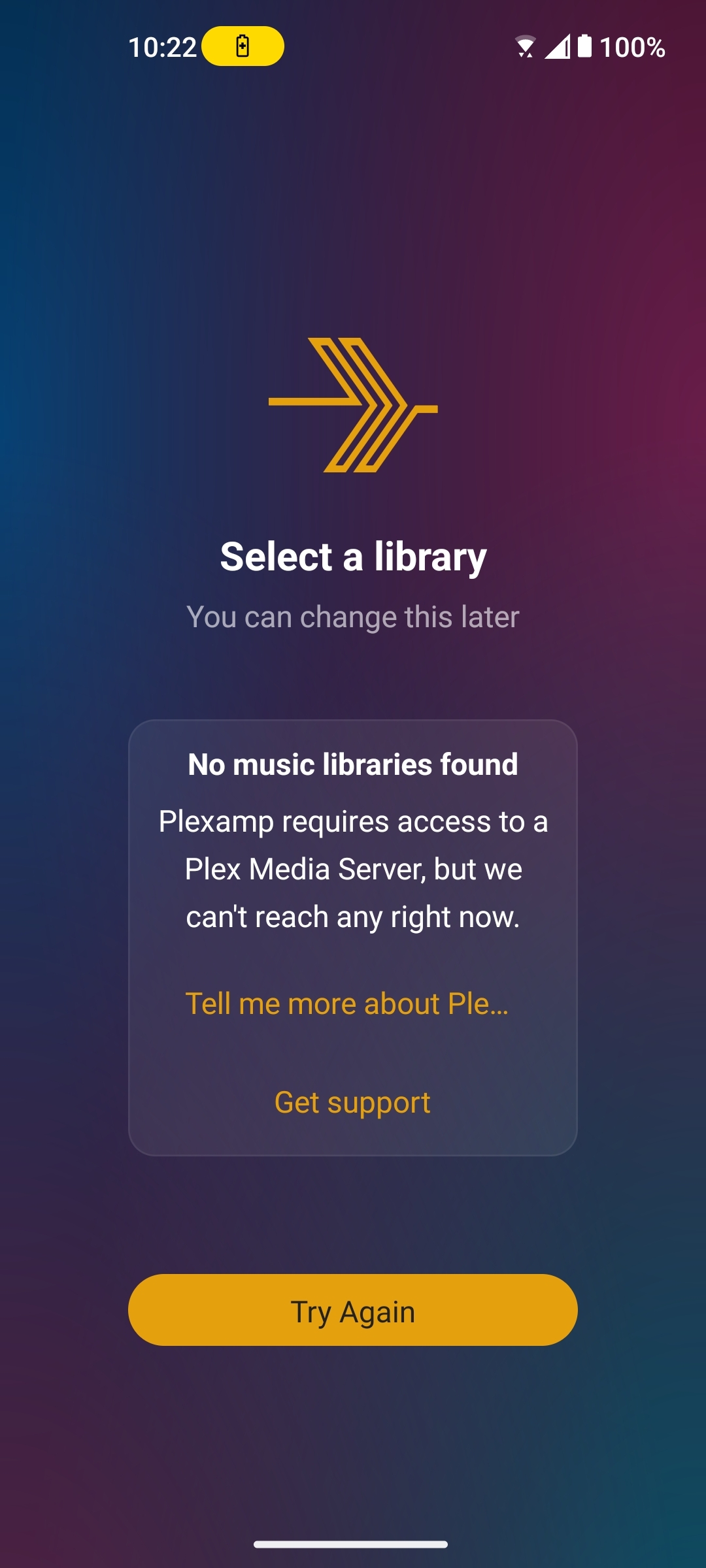 Plexamp Select a Library screen