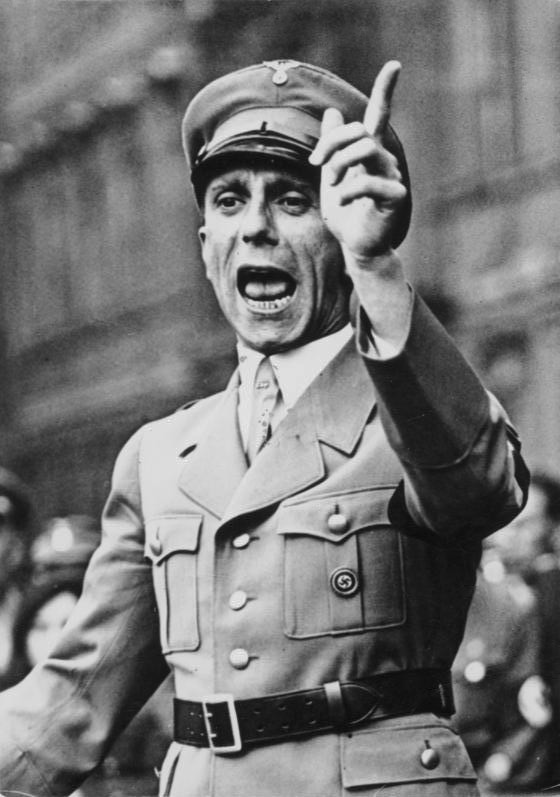 A famous image of Joseph Goebbels, nazi propaganda minister